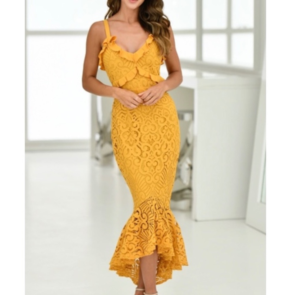 LEANNE MIDI DRESS - MUSTARD